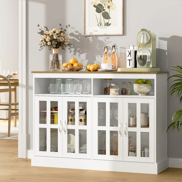 White and deals glass sideboard